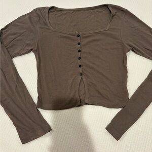 Khaki brown cropped shirt